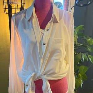 Wishlist Cream Casual Button-Down Shirt